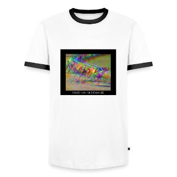 Greyhounds de course rapide - Conception de glitch - T-shirt contrasté Homme - blanc/noir - Devant - AI Model Female 172 light (172cm) & AI Model Male 178 dark (178cm)