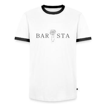 Barista Espresso Coffee Coffee Cappuccino SieveS - Men's Ringer Shirt - white/black - Front - AI Model Female 172 light (172cm) & AI Model Male 178 dark (178cm)