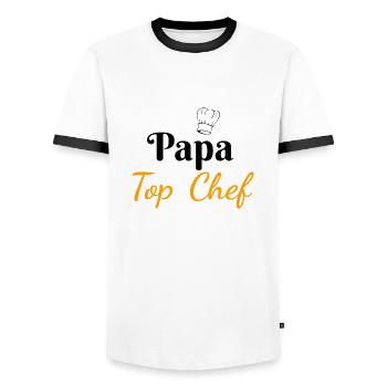 Papa Top Chef - Männer Kontrast-T-Shirt - Weiß/Schwarz - Vorne - AI Model Female 172 light (172cm) & AI Model Male 178 dark (178cm)