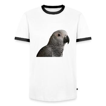 Gray Parrot - Men's Ringer Shirt - white/black - Front - AI Model Female 172 light (172cm) & AI Model Male 178 dark (178cm)