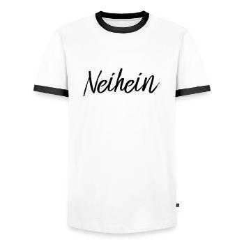 Neihein Nö Nein Nee Mach Ich Nicht Stur Geschenk - Männer Kontrast-T-Shirt - Weiß/Schwarz - Vorne - AI Model Female 172 light (172cm) & AI Model Male 178 dark (178cm)