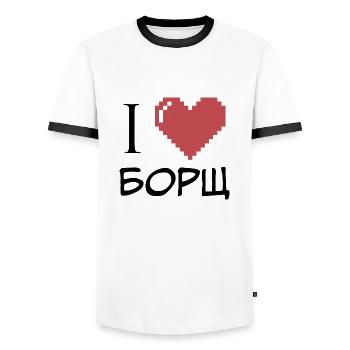 Ich liebe Geschenk Borsch Familie Russland - Männer Kontrast-T-Shirt - Weiß/Schwarz - Vorne - AI Model Female 172 light (172cm) & AI Model Male 178 dark (178cm)
