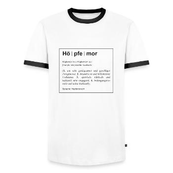 Höpfi - Männer Kontrast-T-Shirt - Weiß/Schwarz - Vorne - AI Model Female 172 light (172cm) & AI Model Male 178 dark (178cm)