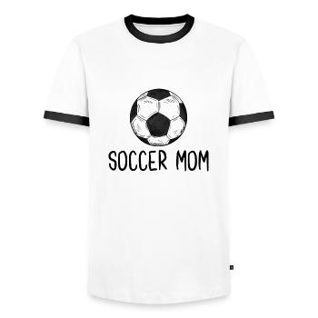 Fußball Mama - Männer Kontrast-T-Shirt - Weiß/Schwarz - Vorne - AI Model Female 172 light (172cm) & AI Model Male 178 dark (178cm)