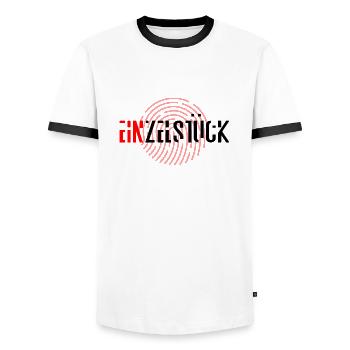Einzelstück - Männer Kontrast-T-Shirt - Weiß/Schwarz - Vorne - AI Model Female 172 light (172cm) & AI Model Male 178 dark (178cm)