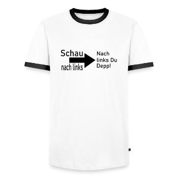 Fun Spaß Lustige - Männer Kontrast-T-Shirt - Weiß/Schwarz - Vorne - AI Model Female 172 light (172cm) & AI Model Male 178 dark (178cm)