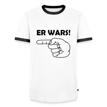 Zeigefinger Er Wars - Männer Kontrast-T-Shirt - Weiß/Schwarz - Vorne - AI Model Female 172 light (172cm) & AI Model Male 178 dark (178cm)