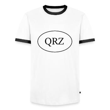 QRZ ham radio question amateur radio - Men's Ringer Shirt - white/black - Front - AI Model Female 172 light (172cm) & AI Model Male 178 dark (178cm)