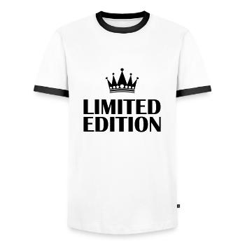 Limited Edition - Men's Ringer Shirt - white/black - Front - AI Model Female 172 light (172cm) & AI Model Male 178 dark (178cm)