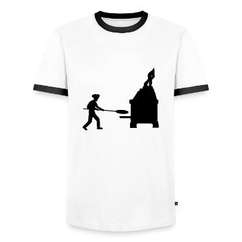 Silhouette Pizza Baker - Men's Ringer Shirt - white/black - Front - AI Model Female 172 light (172cm) & AI Model Male 178 dark (178cm)