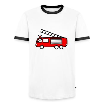 Camion pompier, camion de pompier, pompier - T-shirt contrasté Homme - blanc/noir - Devant - AI Model Female 172 light (172cm) & AI Model Male 178 dark (178cm)