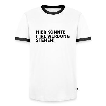 Hier könnte Ihre Werbung Stehen! - Männer Kontrast-T-Shirt - Weiß/Schwarz - Vorne - AI Model Female 172 light (172cm) & AI Model Male 178 dark (178cm)