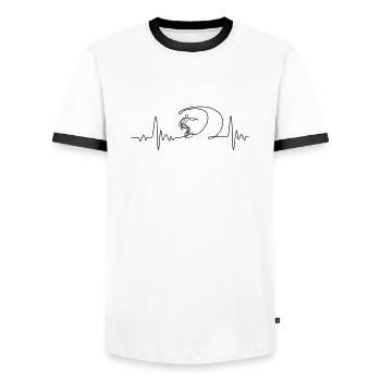 Herzschlag Surfing - Männer Kontrast-T-Shirt - Weiß/Schwarz - Vorne - AI Model Female 172 light (172cm) & AI Model Male 178 dark (178cm)