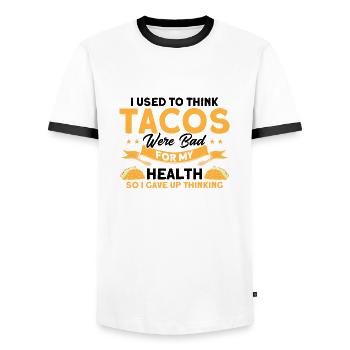 Taco Tacos Mexicain Fast Food Cadeau - T-shirt contrasté Homme - blanc/noir - Devant - AI Model Female 172 light (172cm) & AI Model Male 178 dark (178cm)