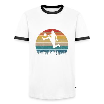 Soccer Retro Sports Hobby Gift - T-shirt contrasté Homme - blanc/noir - Devant - AI Model Female 172 light (172cm) & AI Model Male 178 dark (178cm)