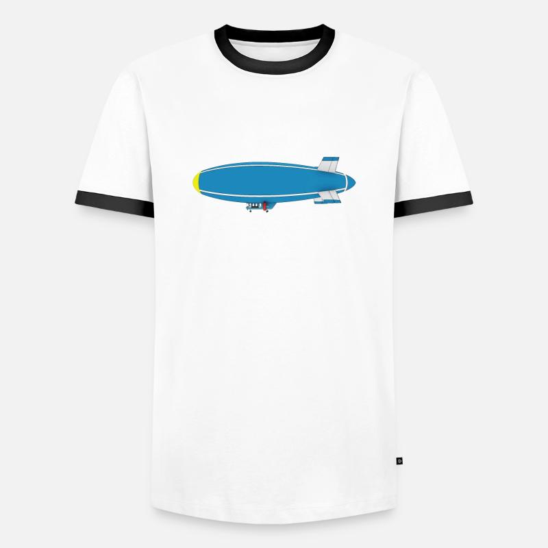 Airship, Zeppelin, Side View - Men's Ringer Shirt - white/black