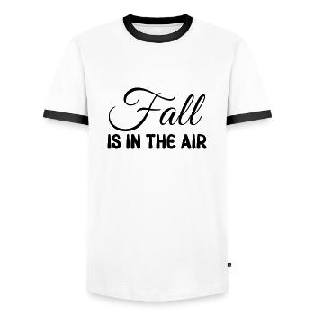 Fall is in the Air - Men's Ringer Shirt - white/black - Front - AI Model Female 172 light (172cm) & AI Model Male 178 dark (178cm)