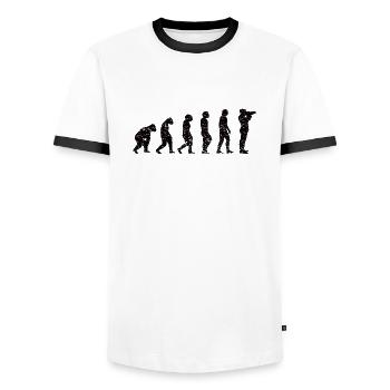 Photographer Camera funny Photography Photographers - Men's Ringer Shirt - white/black - Front - AI Model Female 172 light (172cm) & AI Model Male 178 dark (178cm)