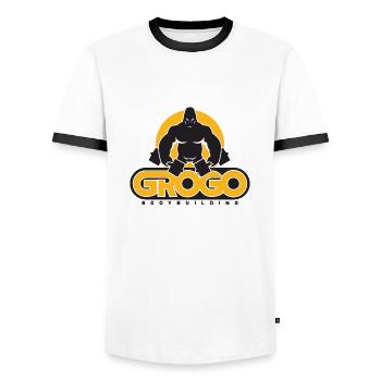 Gorilla Bodybuilding - Men's Ringer Shirt - white/black - Front - AI Model Female 172 light (172cm) & AI Model Male 178 dark (178cm)
