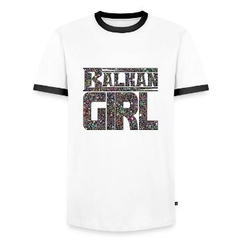 Balkan Kroatien Bosnien Serbien juge exyu Junge Mädchen - Männer Kontrast-T-Shirt - Weiß/Schwarz - Vorne - AI Model Female 172 light (172cm) & AI Model Male 178 dark (178cm)
