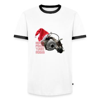 HOKUS POKUS TURBO MODUS! Dein xmas-Turbolader! - Männer Kontrast-T-Shirt - Weiß/Schwarz - Vorne - AI Model Female 172 light (172cm) & AI Model Male 178 dark (178cm)