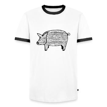pig sweet pigs pigs animal animals 18 - Men's Ringer Shirt - white/black - Front - AI Model Female 172 light (172cm) & AI Model Male 178 dark (178cm)