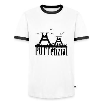 Echt Pottenzial - Männer Kontrast-T-Shirt - Weiß/Schwarz - Vorne - AI Model Female 172 light (172cm) & AI Model Male 178 dark (178cm)