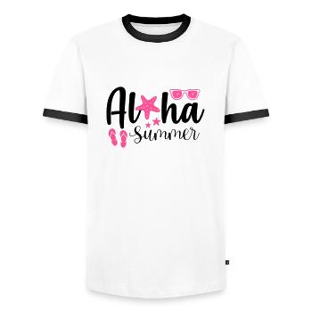 Aloha Summer - Men's Ringer Shirt - white/black - Front - AI Model Female 172 light (172cm) & AI Model Male 178 dark (178cm)
