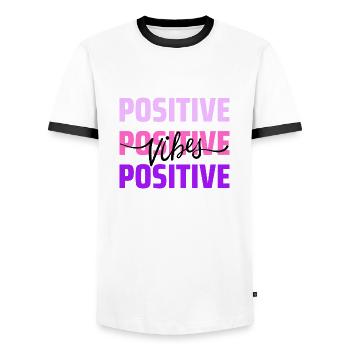 Positive Vibes - Men's Ringer Shirt - white/black - Front - AI Model Female 172 light (172cm) & AI Model Male 178 dark (178cm)