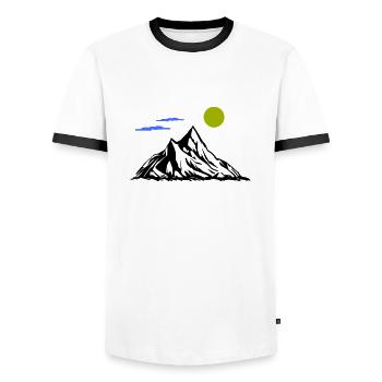 Berge - Männer Kontrast-T-Shirt - Weiß/Schwarz - Vorne - AI Model Female 172 light (172cm) & AI Model Male 178 dark (178cm)