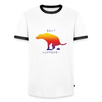 Shit happens! Hund gets shit done - Männer Kontrast-T-Shirt - Weiß/Schwarz - Vorne - AI Model Female 172 light (172cm) & AI Model Male 178 dark (178cm)