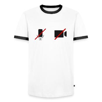 off Kamera | STUMM| Geschenkidee - Männer Kontrast-T-Shirt - Weiß/Schwarz - Vorne - AI Model Female 172 light (172cm) & AI Model Male 178 dark (178cm)