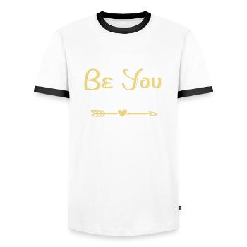 Be You Tiful - Men's Ringer Shirt - white/black - Front - AI Model Female 172 light (172cm) & AI Model Male 178 dark (178cm)