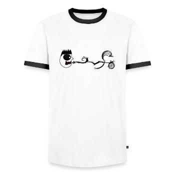 face screaming fruits - Men's Ringer Shirt - white/black - Front - AI Model Female 172 light (172cm) & AI Model Male 178 dark (178cm)