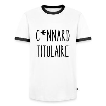 connard titulaire - T-shirt contrasté Homme - blanc/noir - Devant - AI Model Female 172 light (172cm) & AI Model Male 178 dark (178cm)