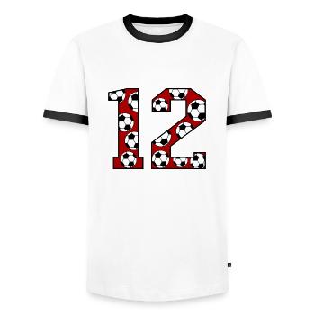 12th Birthday Football Red - Men's Ringer Shirt - white/black - Front - AI Model Female 172 light (172cm) & AI Model Male 178 dark (178cm)