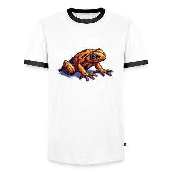 Poison dart frog dans des graphismes rétro pixel cool - T-shirt contrasté Homme - blanc/noir - Devant - AI Model Female 172 light (172cm) & AI Model Male 178 dark (178cm)