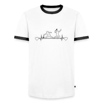 Badminton badminton badminton fan équipe de badminton - T-shirt contrasté Homme - blanc/noir - Devant - AI Model Female 172 light (172cm) & AI Model Male 178 dark (178cm)