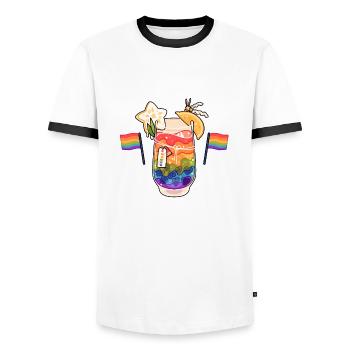 Regenbogen Drink - Männer Kontrast-T-Shirt - Weiß/Schwarz - Vorne - AI Model Female 172 light (172cm) & AI Model Male 178 dark (178cm)