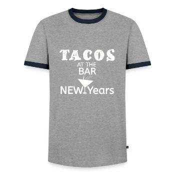 Tacos - Frohes neues Jahr - Männer Kontrast-T-Shirt - Grau/Navy  - Vorne - AI Model Female 172 light (172cm) & AI Model Male 178 light (178cm)