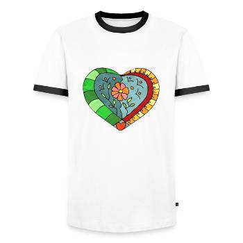 Cœur - T-shirt contrasté Homme - blanc/noir - Devant - AI Model Female 172 light (172cm) & AI Model Male 178 dark (178cm)