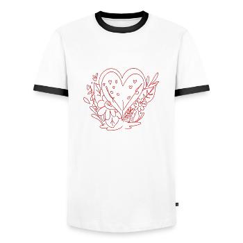 Love me Valentine Happy Valentines Valentines - Men's Ringer Shirt - white/black - Front - AI Model Female 172 light (172cm) & AI Model Male 178 dark (178cm)