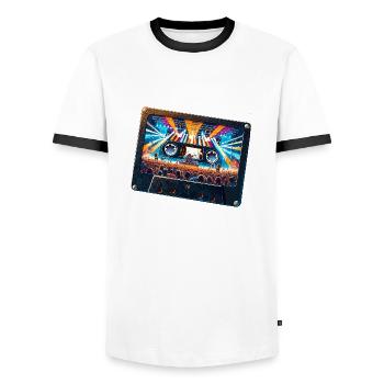 Cassette vintage avec représentation de concert - T-shirt contrasté Homme - blanc/noir - Devant - AI Model Female 172 light (172cm) & AI Model Male 178 dark (178cm)