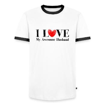 Ich liebe meinen tollen Ehemann - Männer Kontrast-T-Shirt - Weiß/Schwarz - Vorne - AI Model Female 172 light (172cm) & AI Model Male 178 dark (178cm)