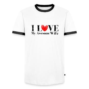 Ich liebe Meine Awseme-Frau - Männer Kontrast-T-Shirt - Weiß/Schwarz - Vorne - AI Model Female 172 light (172cm) & AI Model Male 178 dark (178cm)