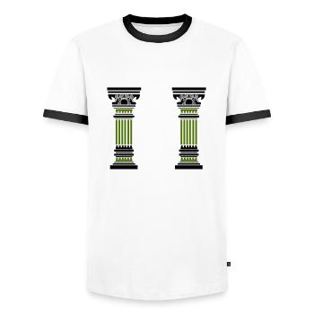 antike säule 2 - Männer Kontrast-T-Shirt - Weiß/Schwarz - Vorne - AI Model Female 172 light (172cm) & AI Model Male 178 dark (178cm)