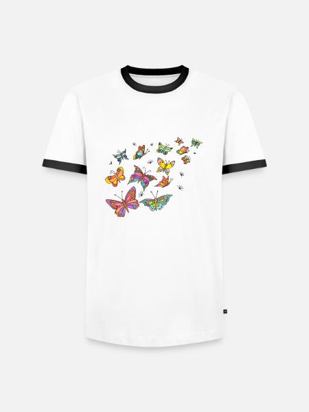 Butterflies - Men's Ringer Shirt - white/black