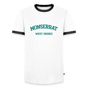 Monserrat - Plymouth - Caribbean - West Indies - Men's Ringer Shirt - white/black - Front - AI Model Female 172 light (172cm) & AI Model Male 178 dark (178cm)