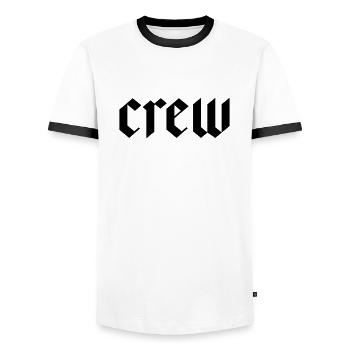 crew - Men's Ringer Shirt - white/black - Front - AI Model Female 172 light (172cm) & AI Model Male 178 dark (178cm)