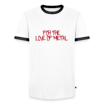 For The Love Of Metal - Men's Ringer Shirt - white/black - Front - AI Model Female 172 light (172cm) & AI Model Male 178 dark (178cm)
